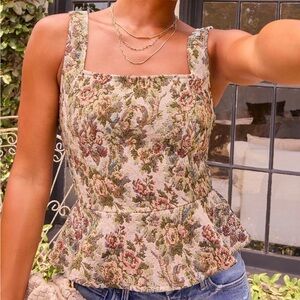 Vici Floral Tapestry Peplum Top